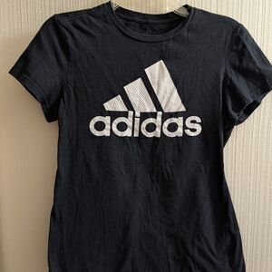 Adidas Black Cap Sleeve Go To Tee Cotton Size S